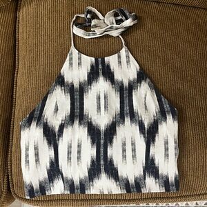 Alice + Olivia White and Black Crop Halter Style Tank Top